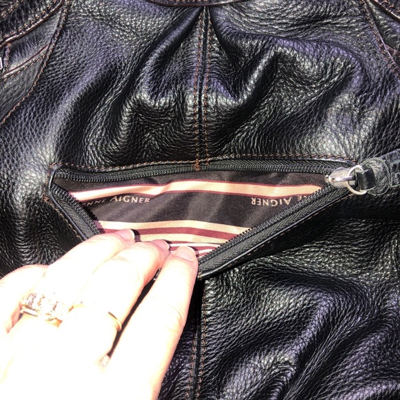 Etienne Aigner black Leather handbag hobo bag style Vintage 1990s Girl-Boss Chic - Picture 7 of 16